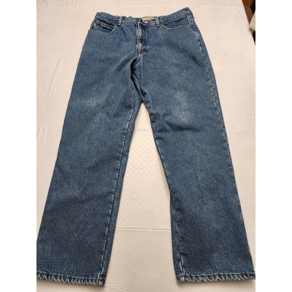 L.L.Bean Jeans Mens 38x32 Blue Classic Fit Fleece Lined Insulated Winter Denim